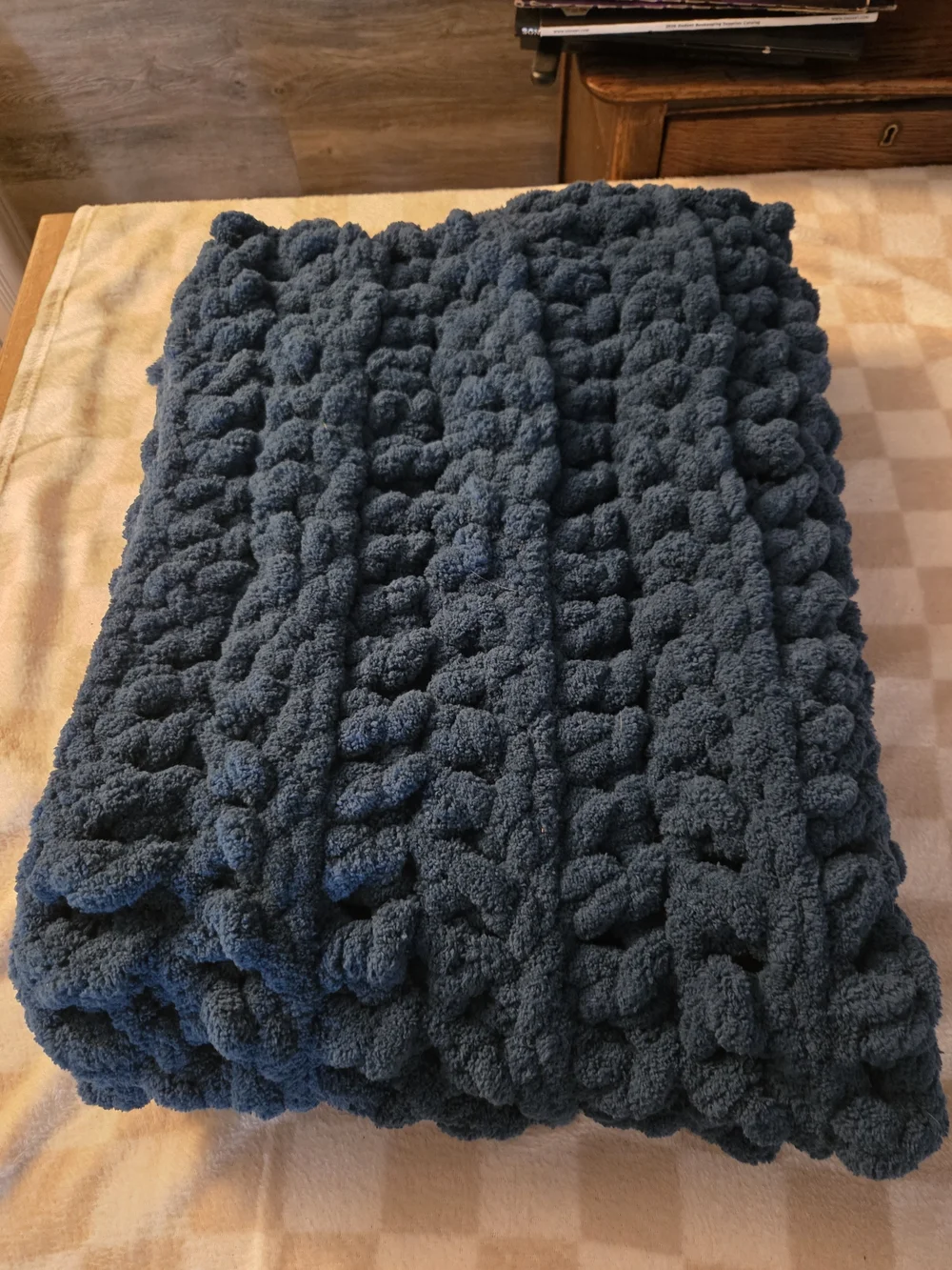 Navy Blue Knit Throw Blanket